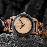 Bobo Bird Real Brown Leaf Watch with Minimalist Display