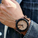 Bobo Bird Real Brown Leaf Watch with Minimalist Display