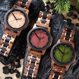 Bobo Bird Real Brown Leaf Watch with Minimalist Display