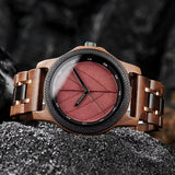 Bobo Bird Real Red Leaf Watch with Minimalist Display