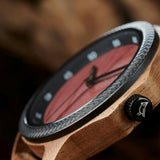 Bobo Bird Real Red Leaf Watch with Minimalist Display