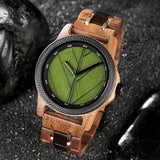 Bobo Bird Real Green Leaf Watch with Minimalist Display