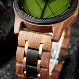 Bobo Bird Real Green Leaf Watch with Minimalist Display