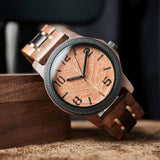 Bobo Bird Real Brown Leaf Watch with Modern Numeric Display