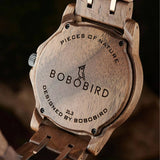 Bobo Bird Real Brown Leaf Watch with Modern Numeric Display