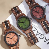 Bobo Bird Real Brown Leaf Watch with Modern Numeric Display