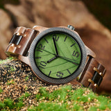 Bobo Bird Real Green Leaf Watch with Modern Numeric Display