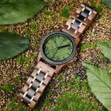 Bobo Bird Real Green Leaf Watch with Modern Numeric Display