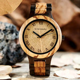 Bobo Bird Real Brown Leaf Watch with Roman Numeral Display