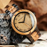 Bobo Bird Real Brown Leaf Watch with Roman Numeral Display