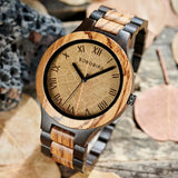 Bobo Bird Real Brown Leaf Watch with Roman Numeral Display