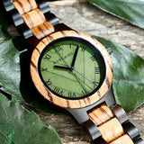 Bobo Bird Real Green Leaf Watch with Roman Numeral Display