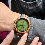 Bobo Bird Real Green Leaf Watch with Roman Numeral Display